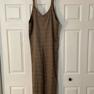 NWT Brown plaid overall jumpsuit